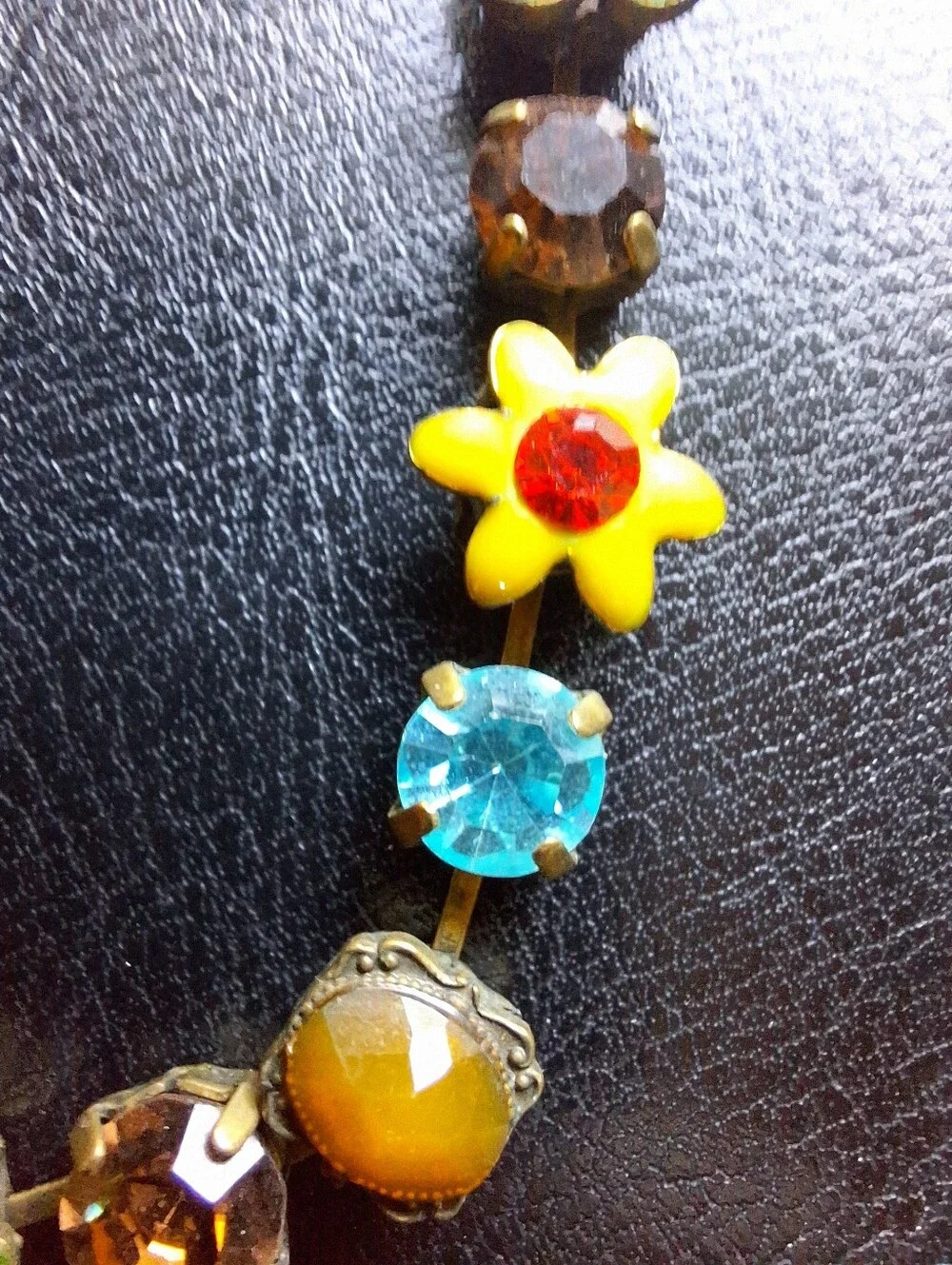 VOLM Vintage Colorful Statement Necklace Flowers Various Charms & Pendants